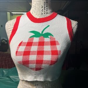 Debut Red and White Knit Top